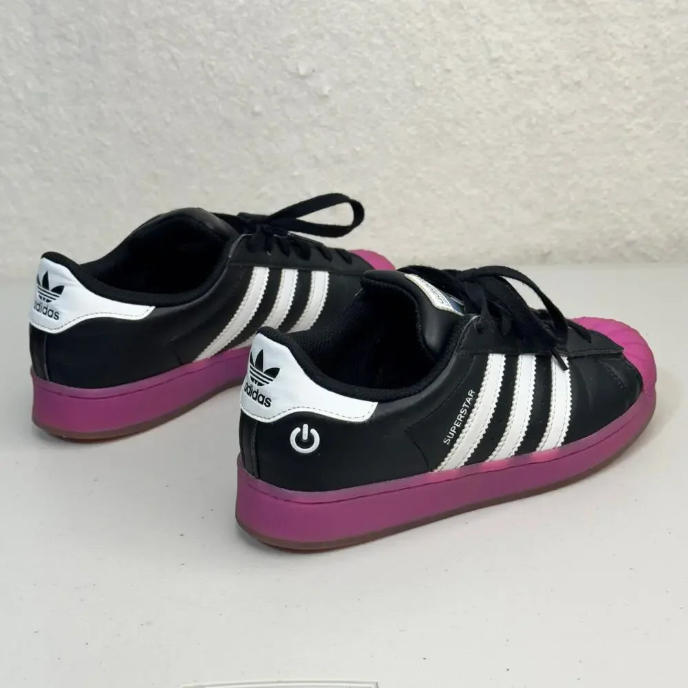 Adidas Superstar LED Lights Sneaker Shoes Core Black & Purple Burst Kids Size 3